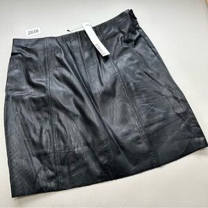 Steele Mini Skirt Black XS Faux Leather Lined New